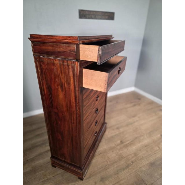 Antique French Rosewood and Brass Inlaid Chest, 1880s For Sale - Image 6 of 9