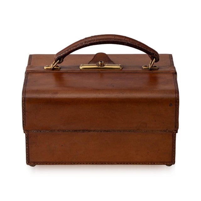 1900 - 1909 Antique Victorian Leather and Brass Jewellery Case, 1900 For Sale - Image 5 of 10