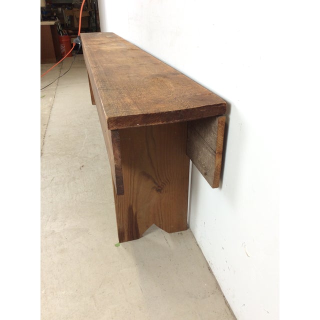 Antique Style Primitive Long Wooden Bench For Sale - Image 11 of 18
