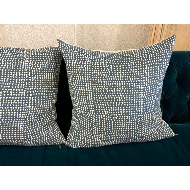 St. Frank Indigo Arrows Throw Pillows, Pair For Sale In San Francisco - Image 6 of 12