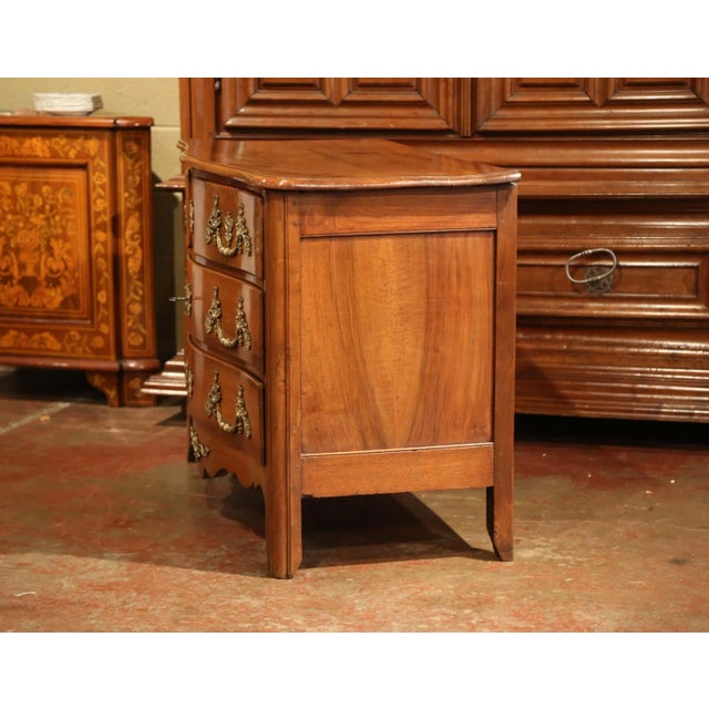 18th Century French Louis XIV Carved Walnut and Bronze Chest of Drawers For Sale - Image 9 of 10