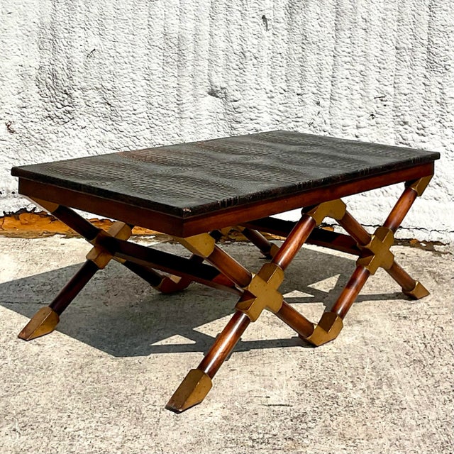 Late 20th Century Vintage Boho John Richards Campaign Coffee Table For Sale - Image 4 of 9