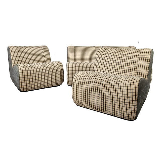 Modular Sofa in Checked Fabric, 1970, Set of 4 For Sale