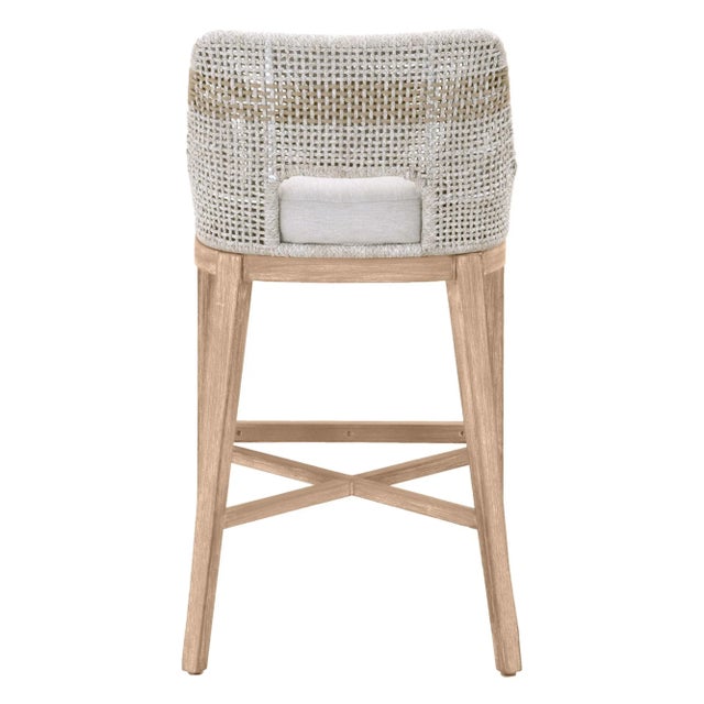 Tapestry Grey Mahogany Barstool, Taupe Stripe & Taupe/White Rope For Sale In Los Angeles - Image 6 of 7