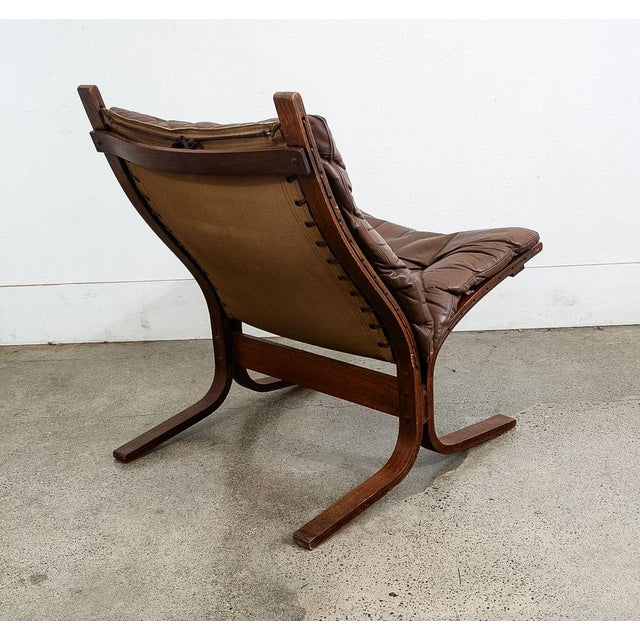 1960s Mid Century Danish Modern Lounge Chair Brown Leather Attributed to Ingmar Relling For Westnofa For Sale - Image 4 of 9