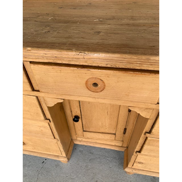 Antique Scrubbed Pine Nine Drawer Buffet For Sale - Image 10 of 11