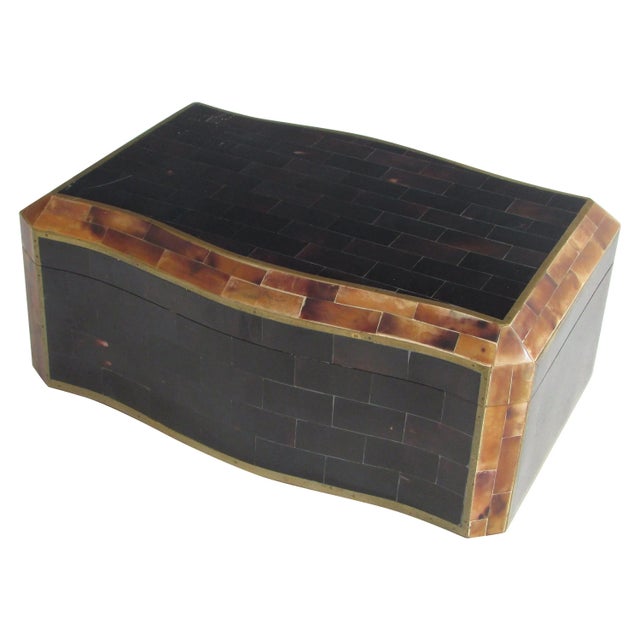 Tessalated Maitland Smith Faux Horn Gentleman's Dresser Box For Sale - Image 13 of 13