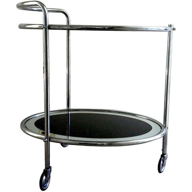 Art Deco Chrome and Black Mirror Drinks Trolley, 1930s For Sale - Image 3 of 8