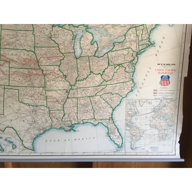 1940s Vintage Antique Official Railroad Map United States 43”x62” Union Pacific Wear For Sale - Image 5 of 6