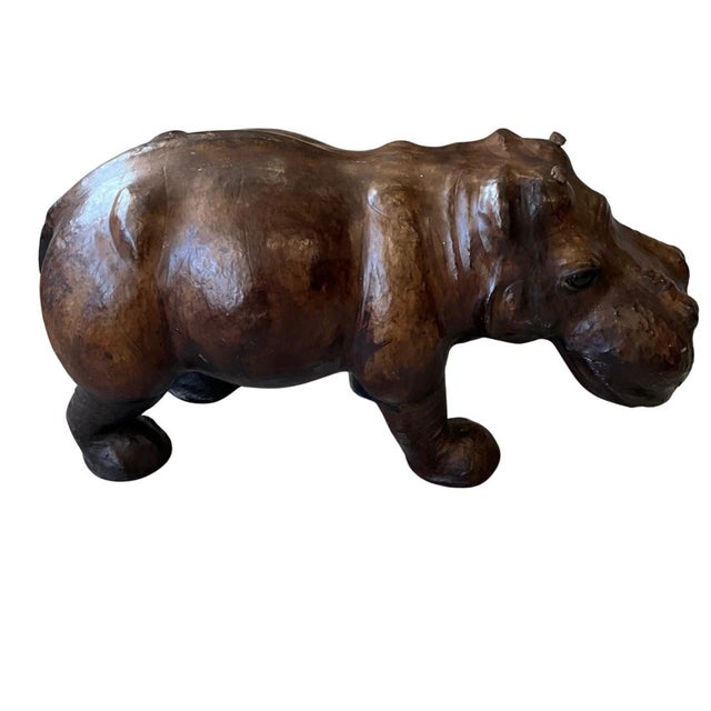 Vintage Very Unique Hippo Leather Free-Standing Sculpture
