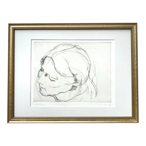 Original Etching Portrait of a Woman by John Nava Artist Proof 1968