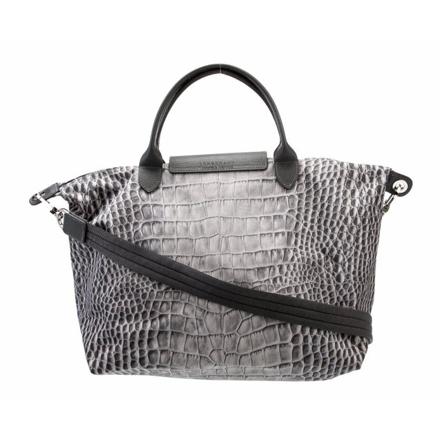 Longchamp Longchamp Nylon Weekender Bag Top Handle Crossbody Le Pliage Croc Print Tote For Sale - Image 4 of 12