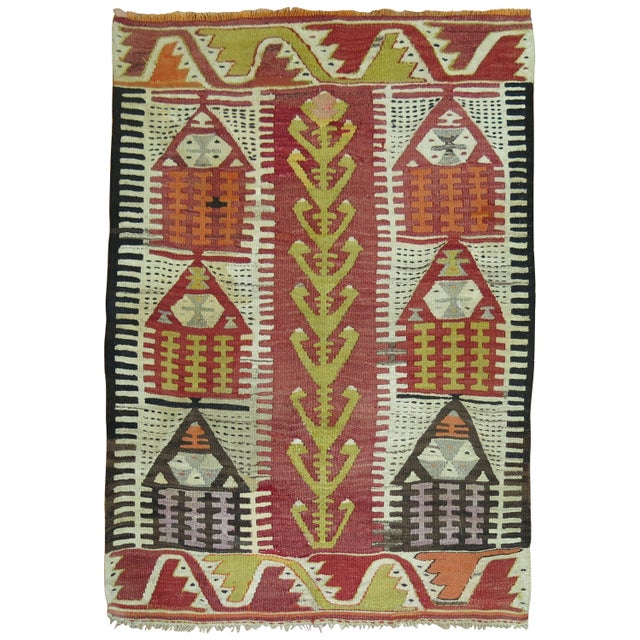 Prayer Turkish Kilim from the mid-20th century Measures: 3' x 4'1".