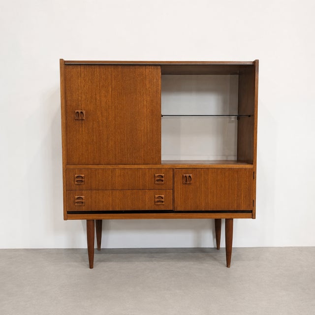 Vintage Scandinavian Teak Highboard, 1960s For Sale - Image 10 of 10