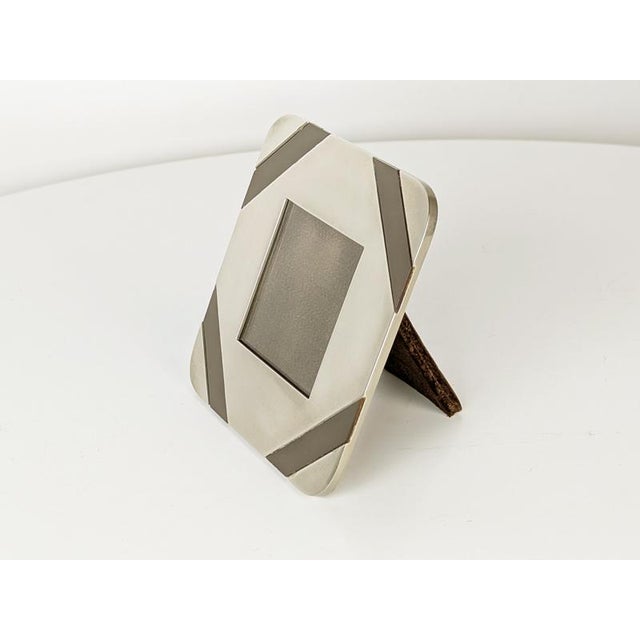 Tommaso Barbi Small Italian Nickel Plated Metal & Velvet Picture Frame from Tommaso Barbi, 1970s For Sale - Image 4 of 10