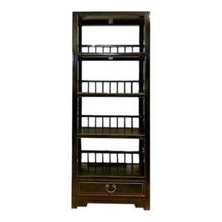 1990s Asian 1 Drawer Mini Bookcase With Side Panel Design For Sale