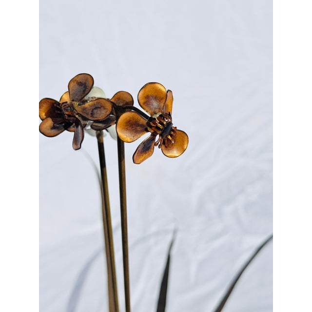 Mid-Century Modern Vintage Bovano of Cheshire Metal Flower Sculpture, Enamel & Brass Mid-Century Modern For Sale - Image 3 of 11