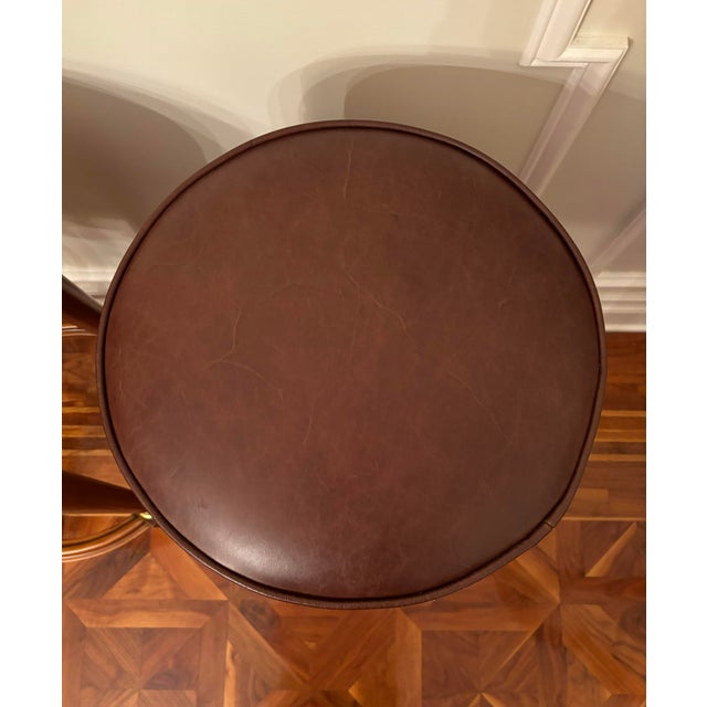 Wood Vintage Asnaghi Interiors Bar Stools With Vegan Leather Seats - Set of 2 For Sale - Image 7 of 8