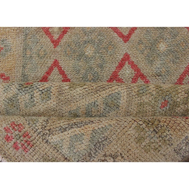 Hand Knotted Turkish Kurdish Runner With Diamond Design in Gray, Taupe, Red For Sale - Image 11 of 13