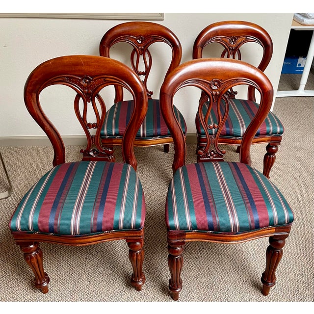Wood Late 20th Century Ballon Back Art Nouveau Transitional Chairs - Set of 4 For Sale - Image 7 of 7