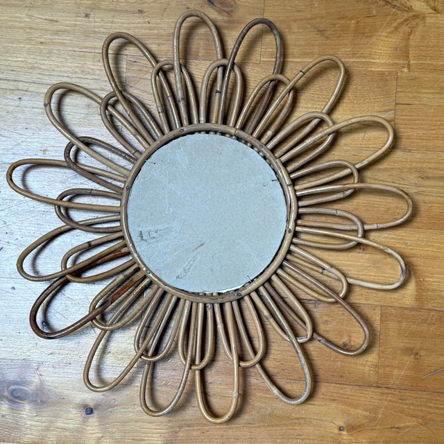 Vintage Rattan Sun Mirror, 1950s For Sale - Image 11 of 12