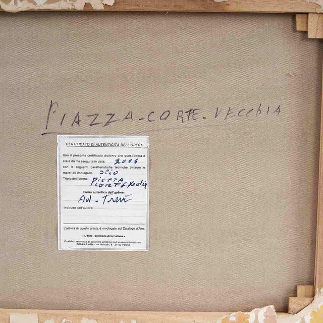 Trevi, Piazza Cortevecchia Ferrara, 2000s, Oil on Canvas For Sale - Image 6 of 7