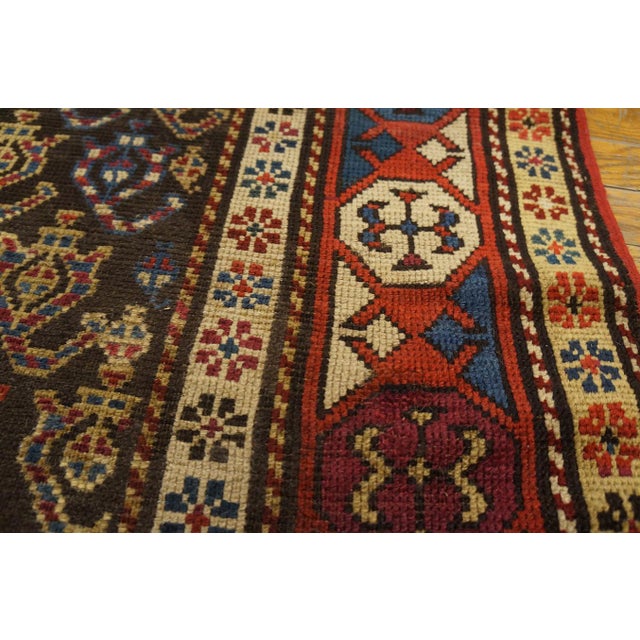 1900s Blue Navy Geometric Tribal Caucasian Moghan Runner Rug 3' X 9'6" Handknotted Wool Carpet For Sale - Image 11 of 18