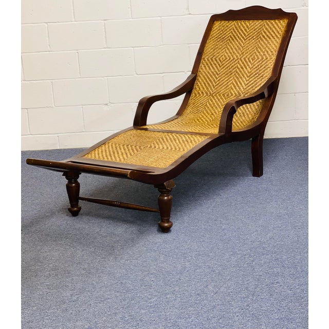 Vintage Mid Century Bohemian Teak & Rattan Chaise Lounge Chairish