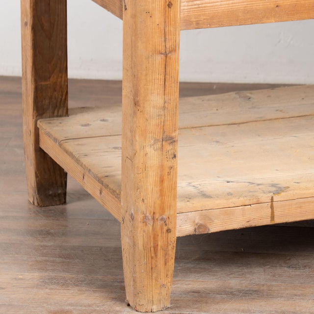 Late 19th Century Hungarian Pine Work Table or Kitchen Island With Lower Shelf For Sale - Image 11 of 14