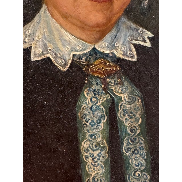 19th Century French Portrait of Matron Oil on aluminum No visible signature 10 x 12.5 unframed, 15.5 x 18 framed