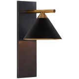 Kelly Wearstler for Visual Comfort Signature Cleo Sconce in Bronze & Antique-Burnished Brass with Black Shade For Sale