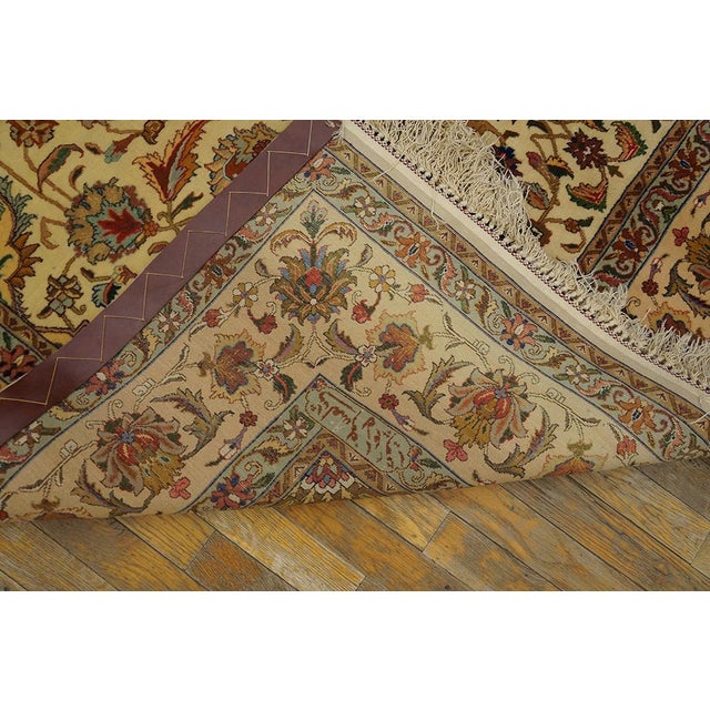 Mid 20th Century 1940s Ivory Medallion Antique Persian Tabriz Silk Rug 5' 10" X 9' 4" Handknotted Wool Carpet For Sale - Image 5 of 5