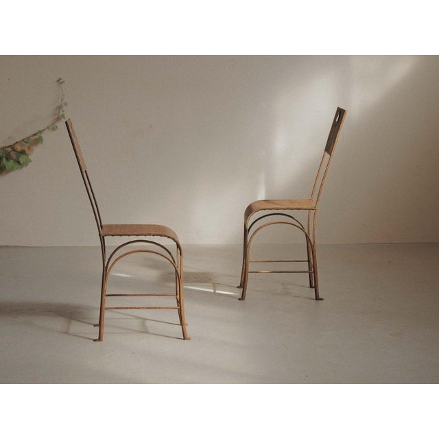Riveted Steel and Patinated Sheet Metal Chairs, 1920, Set of 2 For Sale - Image 4 of 18