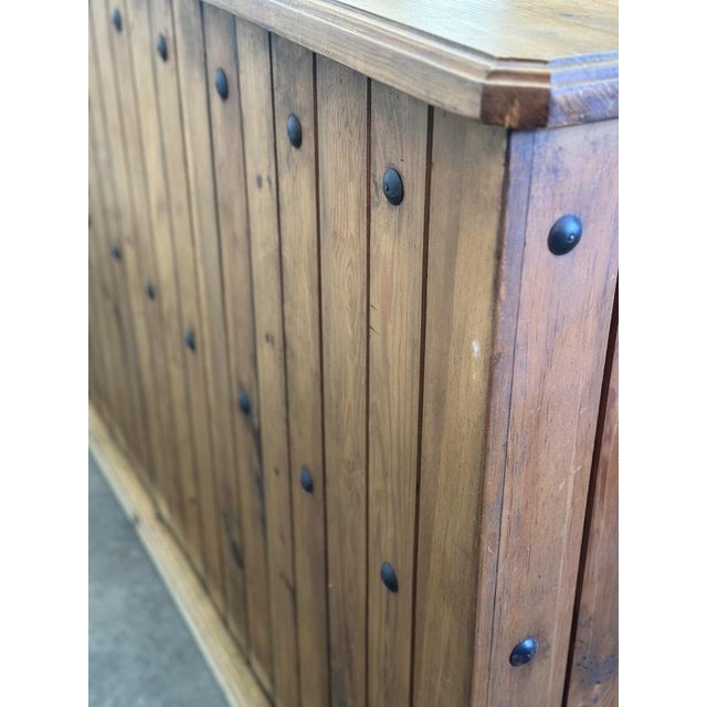 Brown Rustic Wood Bar Counter with Stools, Set of 5 For Sale - Image 8 of 15