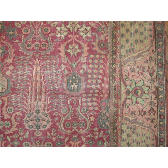 Contemporary Fuschia Pink Vintage Indian Rug For Sale - Image 3 of 6