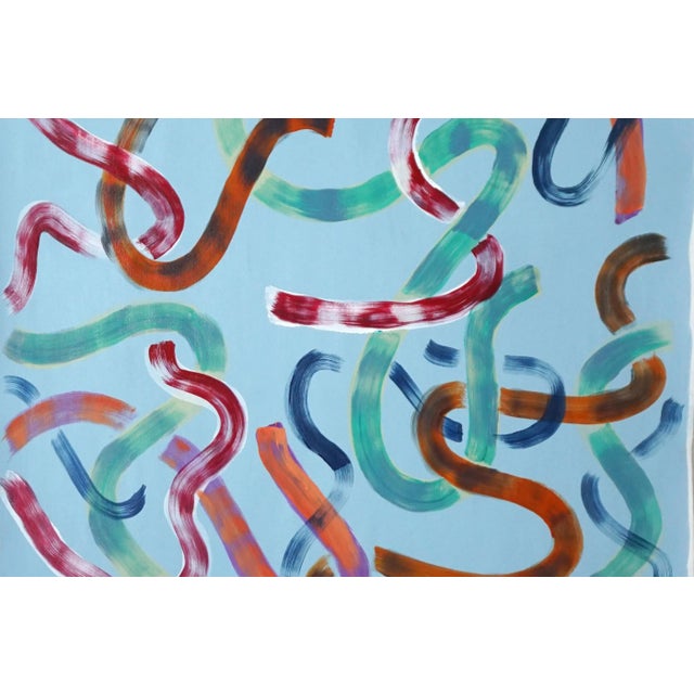 2020s 2020 "Loose Strokes on Sky Blue" Abstract Modern Mixed-Media Painting by Natalia Roman For Sale - Image 5 of 8