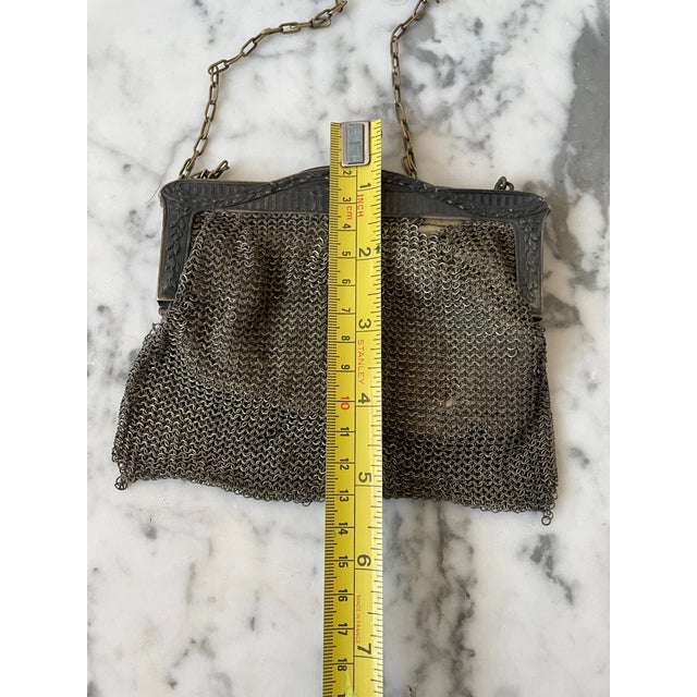 Metal Rare Art Nouveau 19th Century Silver Plate Handbag For Sale - Image 7 of 8