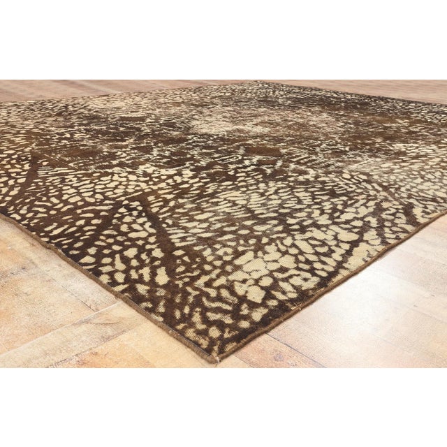 Textile Mid 20th Century Whimsy Cocoa Biophilic Vintage Turkish Rug - 09’11 X 12’06 For Sale - Image 7 of 9