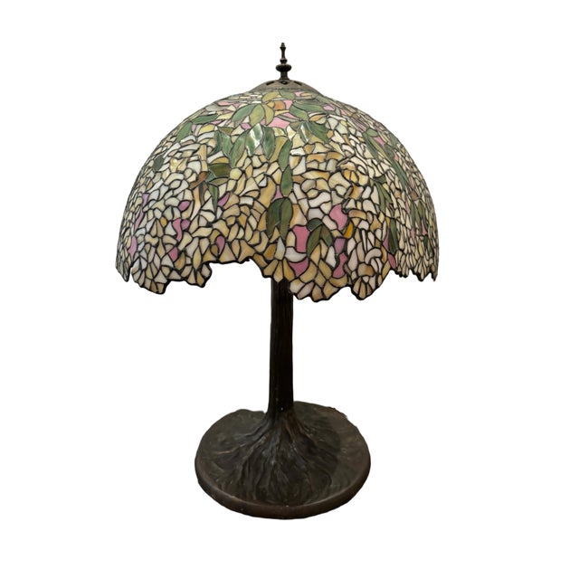 Vintage Stained Glass Desk or Table Lamp For Sale - Image 4 of 11