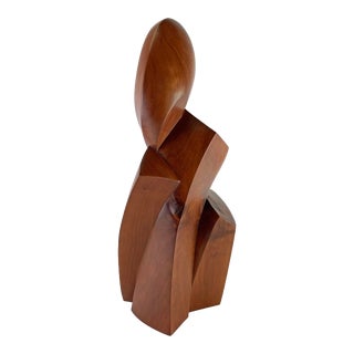 Joel Urutty Carved Mahogony Abstract Figural Sculpture D. 2011 For Sale