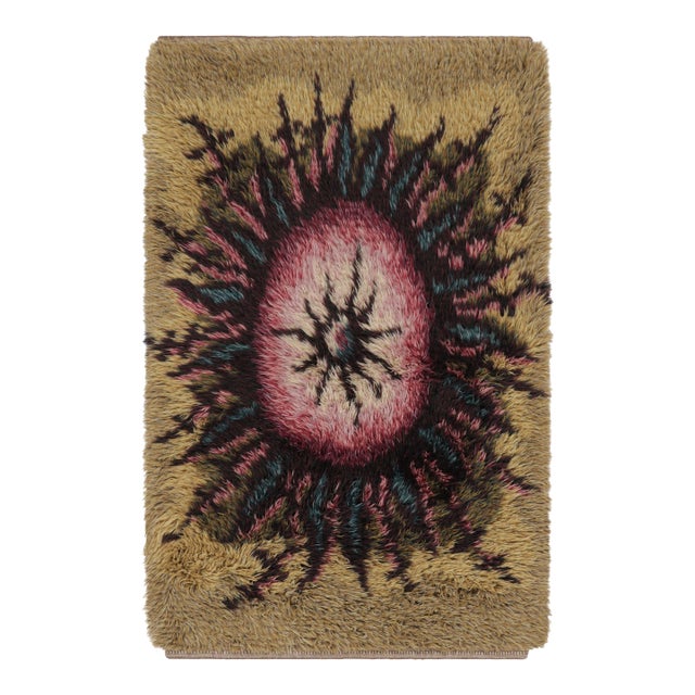 Vintage Swedish Rya Rug With Vibrant Scandinavian Medallion - Rug & Kilim For Sale