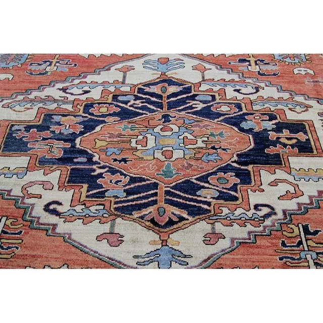 1990s Handwoven Serapi Style Area Rug 12’2″ X 14’9″ For Sale - Image 12 of 12