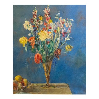 Fernand Blondin, Flowers and Fruits, Oil on Canvas For Sale