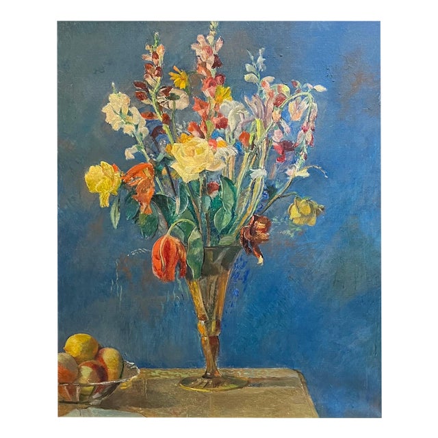 Fernand Blondin, Flowers and Fruits, Oil on Canvas For Sale