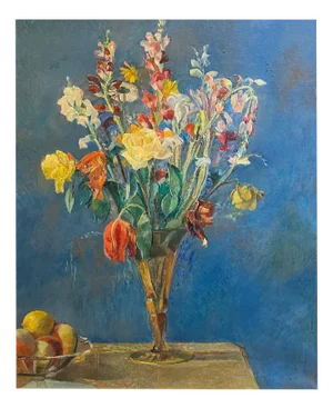 Fernand Blondin, Flowers and Fruits, Oil on Canvas