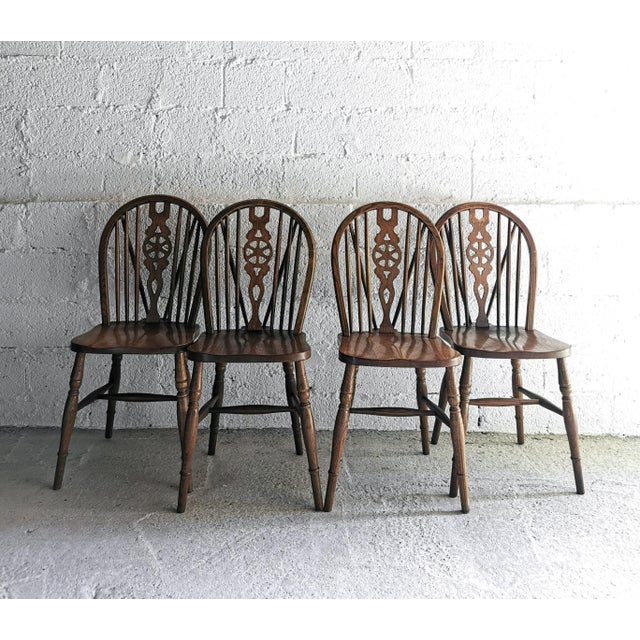 Wood Antique Windsor Dining Chairs, 1920s, Set of 4 For Sale - Image 7 of 17