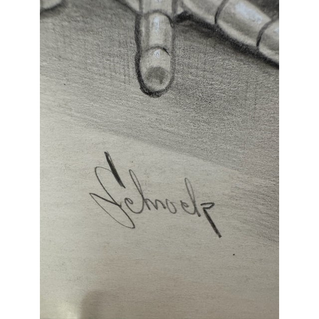 1940s 1940s Original t.e. Schrock Signed Graphite Illustration of Sleeping Child With Puppy and Toys, 11.75 × 9.5 In. For Sale - Image 5 of 6