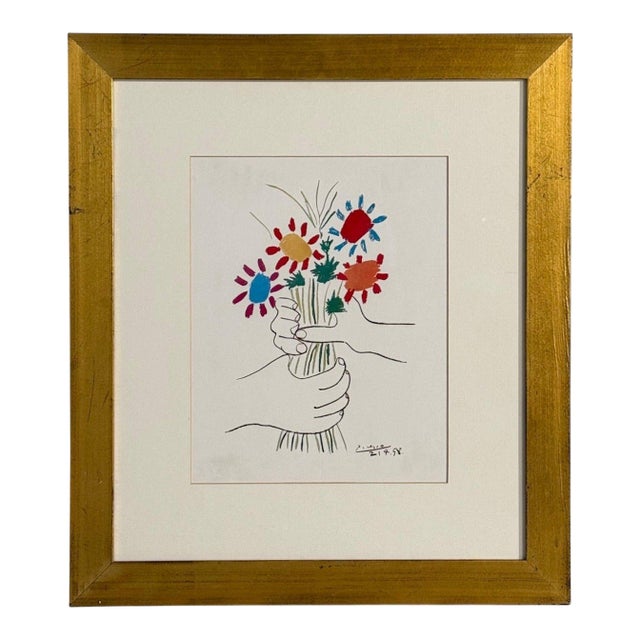 Pablo Picasso, Modern, Framed Lithograph, Paper, Gilt Frame, 1958 For Sale