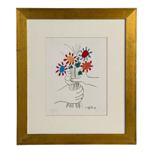 Pablo Picasso, Modern, Framed Lithograph, Paper, Gilt Frame, 1958