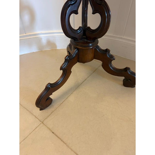 Wood Antique Victorian Burr Walnut Scalloped Side Table, 1860 For Sale - Image 7 of 12